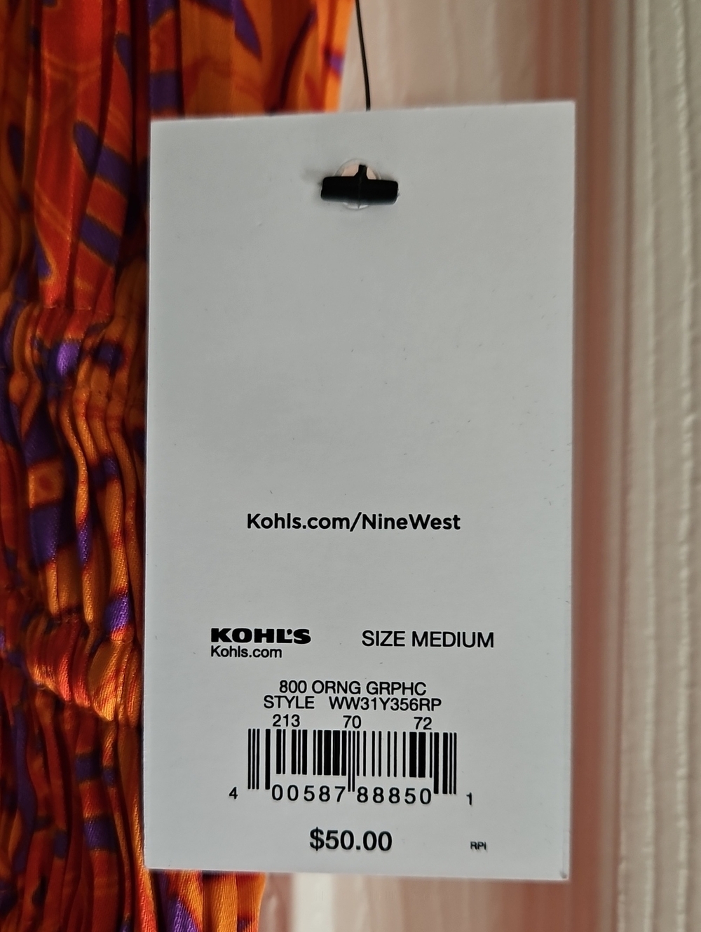 Nine West Orange and Purple Printed Summer Dress, NWT, Sz M - Picture 5 of 8